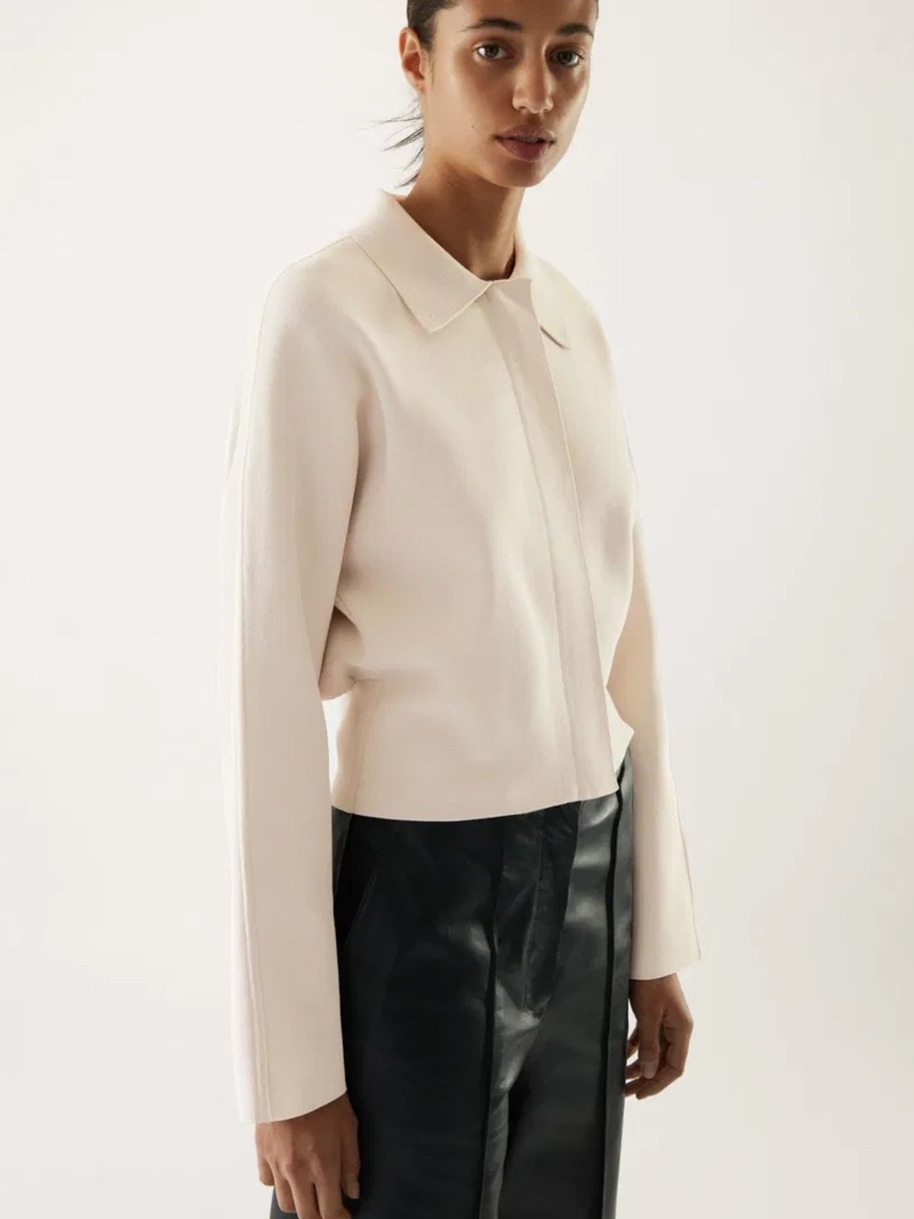 COS Cropped Tailored Jacket in Light Taupe